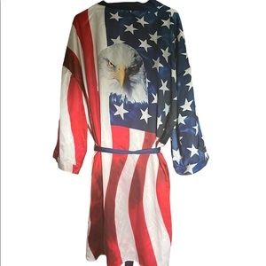 Shinesty American flag bald eagle 4th of July robe mens L
